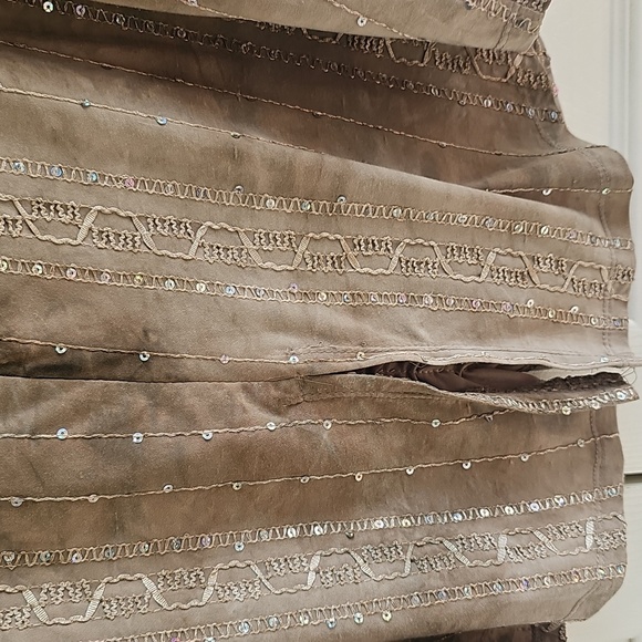 DressBarn Tie Dye Tunic V Neck w 3 Button Neckline, Sequins, Tab Sleeves L EUC - Picture 14 of 16